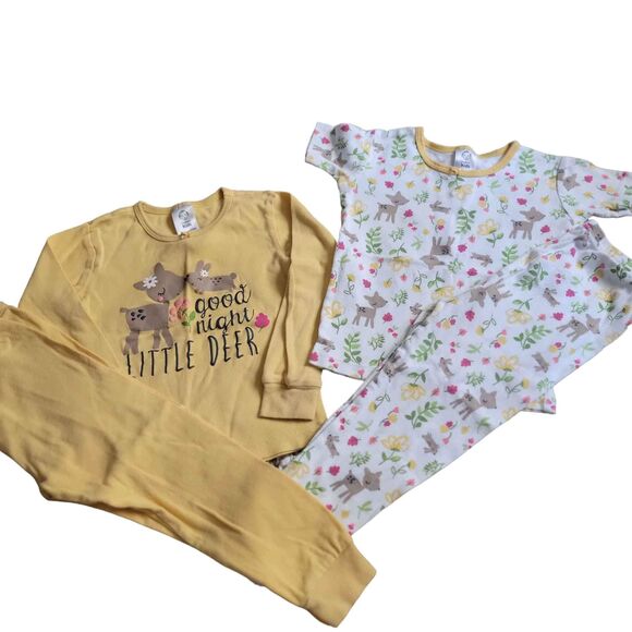 2 Pairs Girl's Size 3T Gerber Deer Pajamas - Picture 1 of 5